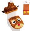 imageJOYIN 5 Pieces Christmas Theme Bathroom Decoration Set wToilet Seat Cover Rugs Tank Cover Toilet Paper Box Cover and Santa Towel for Xmas Indoor Dcor Party Favors ReindeerReindeer