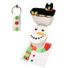 imageJOYIN 5 Pieces Christmas Theme Bathroom Decoration Set wToilet Seat Cover Rugs Tank Cover Toilet Paper Box Cover and Santa Towel for Xmas Indoor Dcor Party Favors ReindeerSnowman