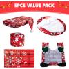 imageJOYIN 5 Pieces Christmas Theme Bathroom Decoration Set wToilet Seat Cover Rugs Tank Cover Toilet Paper Box Cover and Santa Towel for Xmas Indoor Dcor Party Favors ReindeerGnome