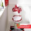 imageJOYIN 5 Pieces Christmas Theme Bathroom Decoration Set wToilet Seat Cover Rugs Tank Cover Toilet Paper Box Cover and Santa Towel for Xmas Indoor Dcor Party Favors ReindeerGnome