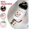 imageJOYIN 5 Pieces Christmas Theme Bathroom Decoration Set wToilet Seat Cover Rugs Tank Cover Toilet Paper Box Cover and Santa Towel for Xmas Indoor Dcor Party Favors ReindeerSnowman