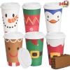 imageJOYIN 24 PCS Merry Christmas Disposable Paper Cups with Sleeves and Lids 6 Designs Xmas Drinkware 16 oz Snowflake Santa Elk Cups for Hot Coffee Cold Beverage Holiday Tableware Supplies FavorsCute