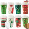 imageJOYIN 48 Pcs 16 oz Christmas Disposable Cups with Sleeves and Lids 6 Designs Xmas Drinking Paper Cup For Hot Chocolate Coffee Cold Beverage Holiday Tableware Winter Party Supplies FavorsClassical