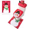 imageJOYIN 5 Pieces Christmas Snowman Bathroom Decoration Set with Toilet Seat Cover Rugs Tank Cover Toilet Paper Box Cover and Santa Towel Xmas Party Accessories for Indoor Dcor Party Favors