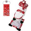 imageJOYIN 5 Pieces Christmas Theme Bathroom Decoration Set wToilet Seat Cover Rugs Tank Cover Toilet Paper Box Cover and Santa Towel for Xmas Indoor Dcor Party Favors ReindeerGnome