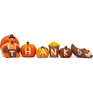 imageJOYIN 6 Pcs Thanksgiving Turkey Pumpkin Figurine Decoration Fall Home Decor Figurine for Thanksgiving Party Harvest Day Kitchen Tabletop Ornament and Autumn