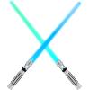 imageJOYIN Extendable 2in1 Light Up Sword for Kids Dual LED Swords Set with FX Sound Motion Sensitive and Realistic Sliver Handle for Fighters and Warriors New Years Eve Party Supplies Boys Stuff