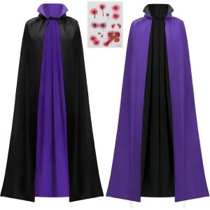 imageJOYIN Adult Child Unisex Vampire Costume Accessories Halloween Vampire Cape for Transylvania Dracula Theme PartyBlack  Purple