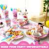 imageJOYIN 145 Pcs Unicorn Birthday Party Supplies with Unicorn Banner for Girls 24 Serves Unicorn Disposable Tableware Set with Plates  Cups Napkins and Cutlery Sets for Unicorn Themes Party KidsUnicorn