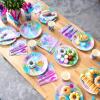 imageJOYIN 145 Pcs Unicorn Birthday Party Supplies with Unicorn Banner for Girls 24 Serves Unicorn Disposable Tableware Set with Plates  Cups Napkins and Cutlery Sets for Unicorn Themes Party KidsMermaid