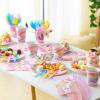 imageJOYIN 145 Pcs Unicorn Birthday Party Supplies with Unicorn Banner for Girls 24 Serves Unicorn Disposable Tableware Set with Plates  Cups Napkins and Cutlery Sets for Unicorn Themes Party KidsUnicorn