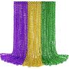 imageJOYIN 72 PCS Mardi Gras Beads Necklace Gold Green Purple Metallic Colors Necklaces Set for Mardi Gras Party Favors Supplies Costume Accessories Masquerade AccessoriesPurple Green Gold