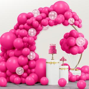 imageJOYIN 150 Pcs Sand White Balloons Different Sizes 18 12 10 5 Inch Sand White Latex Balloon Arch Kit with Instruction for Birthday Party Graduation Wedding Holiday DecorationHot Pink