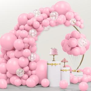 imageJOYIN 150 Pcs Sand White Balloons Different Sizes 18 12 10 5 Inch Sand White Latex Balloon Arch Kit with Instruction for Birthday Party Graduation Wedding Holiday DecorationPastel Pink
