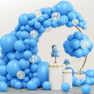 imageJOYIN 150 Pcs Sand White Balloons Different Sizes 18 12 10 5 Inch Sand White Latex Balloon Arch Kit with Instruction for Birthday Party Graduation Wedding Holiday DecorationLight Blue