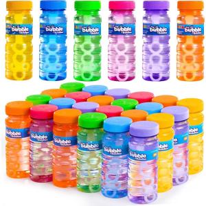 imageJOYIN 24 Pcs Bubble Bottles with Wand Assortment for Kids 4oz Blow Bubbles Solution Novelty Summer Toy Party Favors Birthday Outdoor ampamp Indoor Activity