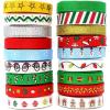 imageJoiedomi 18Pcs Christmas Ribbons 90 Yard Grosgrain Satin Fabric Ribbons for Christmas Box Wrapping Hair Bow Clips Gift Bows Craft Sewing Wedding 18PCS OneSize