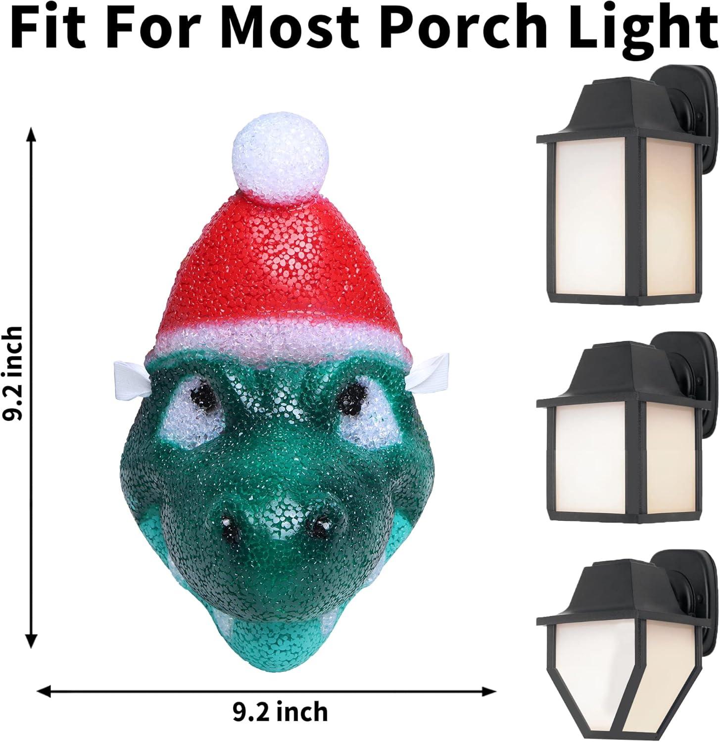 imageJOYIN 2 Pcs Santa Hat DinosaurPorch Light Cover for Christmas Outdoor Decorations Holiday Outdoor Light Cover for Porch Garage and All Large Light Fixtures Christmas Decorations