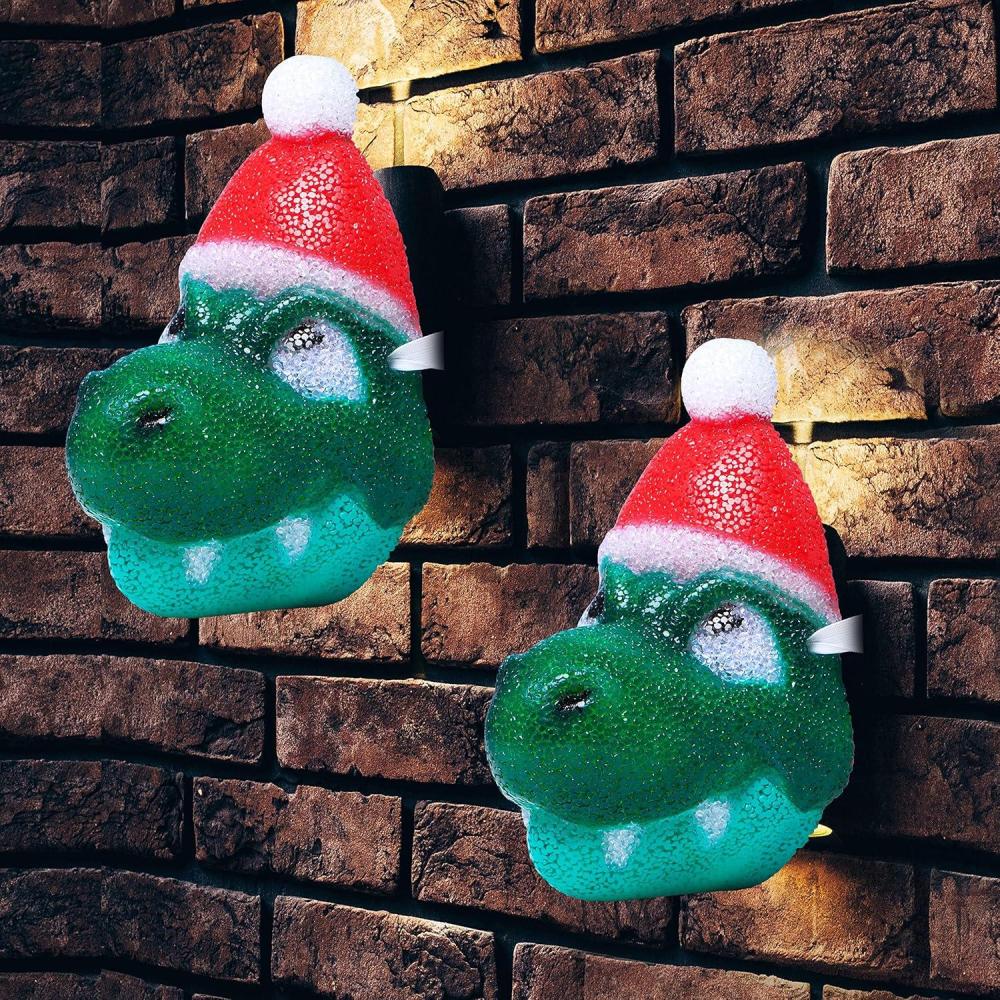 imageJOYIN 2 Pcs Santa Hat DinosaurPorch Light Cover for Christmas Outdoor Decorations Holiday Outdoor Light Cover for Porch Garage and All Large Light Fixtures Christmas Decorations