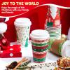 imageJOYIN 24 PCS Christmas Disposable Paper Cups 16 oz Merry Christmas Party Cups With Cup Sleeves and Lids 4 Designs Xmas Drinkware Winter Drink Cups Tableware Holiday Supplies DecorationBright