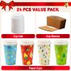 imageJOYIN 24 PCS Christmas Disposable Paper Cups 16 oz Merry Christmas Party Cups With Cup Sleeves and Lids 4 Designs Xmas Drinkware Winter Drink Cups Tableware Holiday Supplies DecorationLights