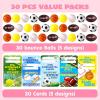 imageJOYIN 30 Packs Valentines Day Sport PU Balls with Gift Card Mini Sports Ball Squeeze Foam for Classroom Exchange Gift for Kids Holiday Party Favor Toys Reward Prizes Stress and Anxiety Relief