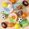 imageJOYIN 30 Packs Valentines Day Sport PU Balls with Gift Card Mini Sports Ball Squeeze Foam for Classroom Exchange Gift for Kids Holiday Party Favor Toys Reward Prizes Stress and Anxiety Relief