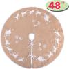 imageJOYIN Christmas Tree Skirt 48inch Santa Snowflake Sleigh Pattern Burlap Mat for Xmas Decor Festival Holiday Decorations Indoor Outdoor