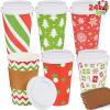 imageJOYIN 24 PCS Christmas Disposable Paper Cups 16 oz Merry Christmas Party Cups With Cup Sleeves and Lids 4 Designs Xmas Drinkware Winter Drink Cups Tableware Holiday Supplies DecorationSanta