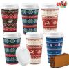 imageJOYIN 24 PCS Christmas Disposable Paper Cups 16 oz Merry Christmas Party Cups With Cup Sleeves and Lids 4 Designs Xmas Drinkware Winter Drink Cups Tableware Holiday Supplies DecorationVintage