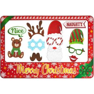 imageJOYIN Christmas Photobooth Prop with Frame Including Glasses Mustache Deer and More Designs for Christmas Party Favor Supply Decoration