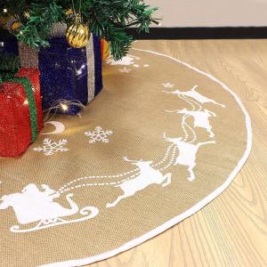 imageJOYIN Christmas Tree Skirt 48inch Santa Snowflake Sleigh Pattern Burlap Mat for Xmas Decor Festival Holiday Decorations Indoor Outdoor