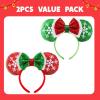 imageJOYIN 2 Pcs LED Christmas Headbands Mouse Ears Headbands Lightup Red ampamp Green Xmas Themed Ears Headwear with Glitters Christmas Hair Accessories for Adult Women Girl Kids Party Favor Cosplay Stage