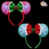 imageJOYIN 2 Pcs LED Christmas Headbands Mouse Ears Headbands Lightup Red ampamp Green Xmas Themed Ears Headwear with Glitters Christmas Hair Accessories for Adult Women Girl Kids Party Favor Cosplay Stage