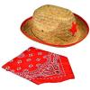 imageJOYIN Toy Pack of 12 Childs Straw Cowboy Hats with Cowboy Bandannas 6 Red ampamp 6 Blue Party Favors