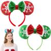 imageJOYIN 2 Pcs LED Christmas Headbands Mouse Ears Headbands Lightup Red ampamp Green Xmas Themed Ears Headwear with Glitters Christmas Hair Accessories for Adult Women Girl Kids Party Favor Cosplay Stage