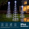imageJOIEDOMI 3 Pack Spiral Christmas Tree Lights 218 LED Outdoor Lighted Tree with Star Topper ampamp Stakes Christmas Decorations for Yard Porch Patio Garden Holiday Xmas Eve Night Dcor Warm WhiteCool White