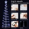 imageJOIEDOMI 3 Pack Spiral Christmas Tree Lights 218 LED Outdoor Lighted Tree with Star Topper ampamp Stakes Christmas Decorations for Yard Porch Patio Garden Holiday Xmas Eve Night Dcor Warm WhiteCool White