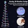 imageJOIEDOMI 3 Pack Spiral Christmas Tree Lights 218 LED Outdoor Lighted Tree with Star Topper ampamp Stakes Christmas Decorations for Yard Porch Patio Garden Holiday Xmas Eve Night Dcor Warm WhiteMulticolor