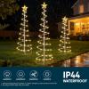 imageJOIEDOMI 3 Pack Spiral Christmas Tree Lights 218 LED Outdoor Lighted Tree with Star Topper ampamp Stakes Christmas Decorations for Yard Porch Patio Garden Holiday Xmas Eve Night Dcor Warm WhiteWarm White