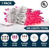 imageJOIEDOMI Christmas String Lights Indoor100 Count Mini Warm Fairy Light215FT Lighting Decor for Patio Dorm Classroom Bedroom Holiday Wedding Party Garland Birthday Festival Valentines DayWhite WirePink