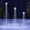 imageJOIEDOMI 3 Pack Spiral Christmas Tree Lights 218 LED Outdoor Lighted Tree with Star Topper ampamp Stakes Christmas Decorations for Yard Porch Patio Garden Holiday Xmas Eve Night Dcor Warm WhiteCool White