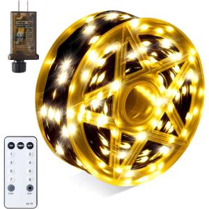 imageJOIEDOMI 1200 LED Christmas String Lights Outdoor394FT Multicolor Fairy Light with Remote 8 Modes Timer Plug in PVC Green Wire Lighting Decor with Reel for Indoor Dorm Classroom Bedroom HolidayWarm White