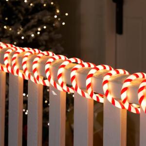 imageJoiedomi 40FT LED Candy Cane Rope Lights Waterproof Outdoor 360 LED Christmas Decor Lights for Garden Yard Party Xmas Christmas Holiday Decorations Red ampamp Warm WhiteRed  Warm White