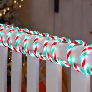 imageJoiedomi 40FT LED Candy Cane Rope Lights Waterproof Outdoor 360 LED Christmas Decor Lights for Garden Yard Party Xmas Christmas Holiday Decorations Red ampamp Warm WhiteRed  Green  Cool White