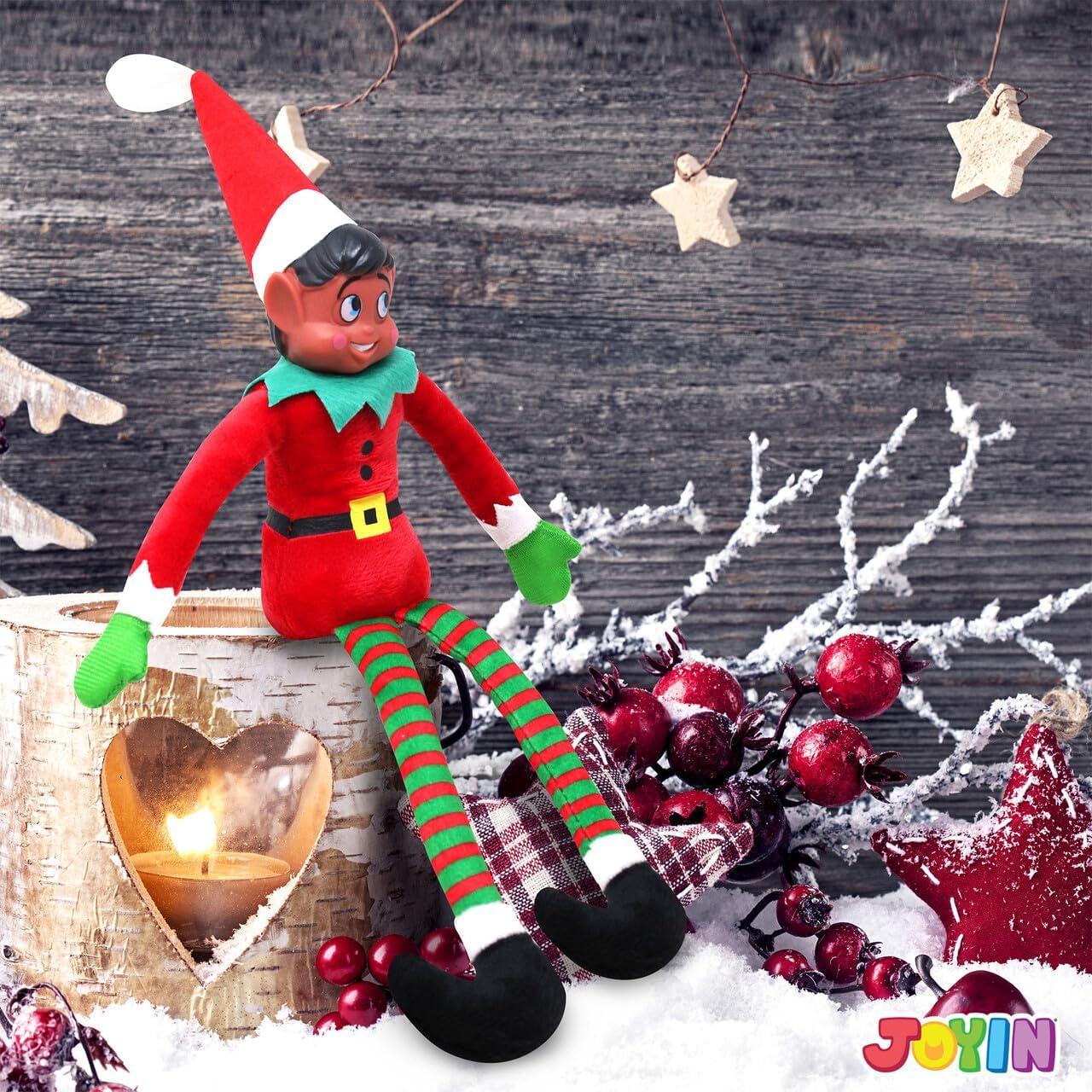 imageJOYIN 2 Packs 12 inches Elf Plush Colorful Doll Christmas Elf Doll for Xmas Holiday Hanging ampamp Surface Decorations Soft Plush Toy  Christmas Novelty ToysBlack Hair