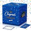 imageJOYIN 9quot Graduation Decorations Card Box with 36 PCS Cards Black ampamp Gold Congrats Grad Money Box for Class of 2025 Grad Party Decoration Gift Holder for Graduation Party Favor SuppliesBlue