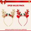imageJOYIN 2 Pcs Golden ampamp Red Reindeer Headbands with Glitters Reindeer Antlers Decor with Cute Gold Bells Christmas Hair Band Accessories for Adult and Kids for Holiday Party Cosplay