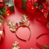 imageJOYIN 2 Pcs Golden ampamp Red Reindeer Headbands with Glitters Reindeer Antlers Decor with Cute Gold Bells Christmas Hair Band Accessories for Adult and Kids for Holiday Party Cosplay