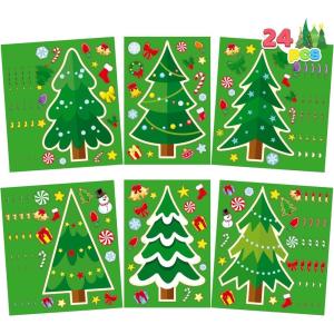 imageJOYIN 24 Pcs Christmas Makeaface Stickers Make Your Own Characters Mix and Match Sticker Sheets with Christmas Elf Santa Snowman Tree Xmas Party Games for Kids Party Favor Supplies CraftTree stickers